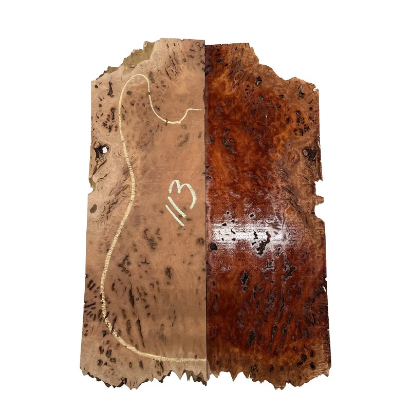 Australian Red Gum Burl Acoustic/ Electric Guitar Wood Drop Top Set | 21" x 14" x 3/8" #113
