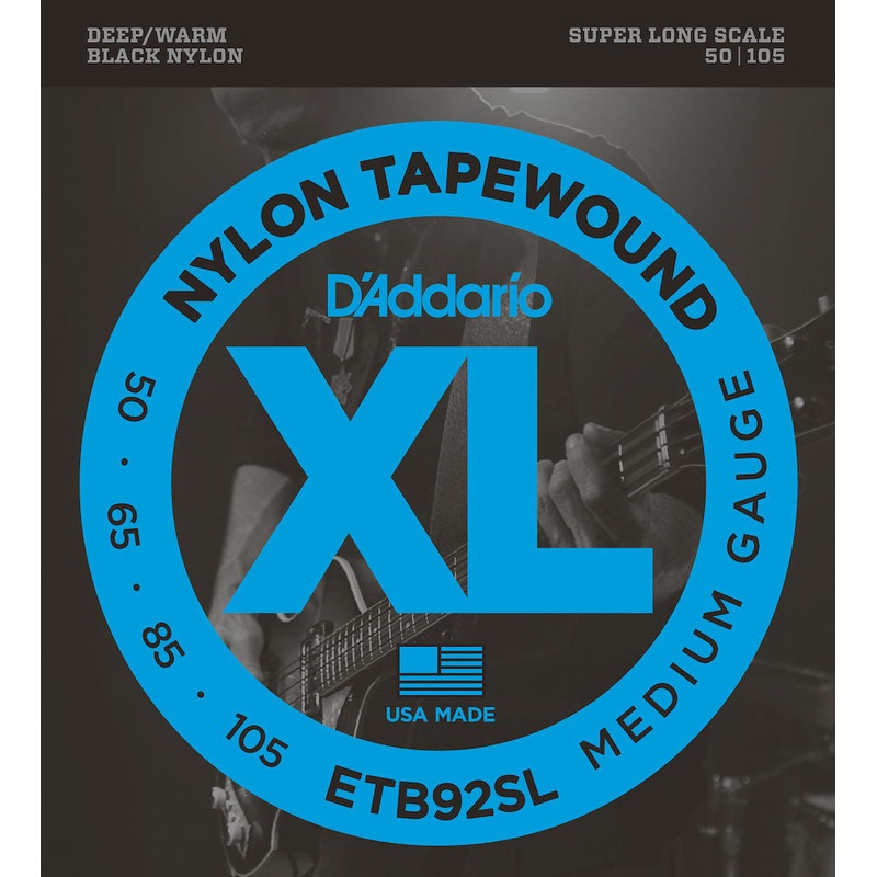 D'Addario ETB92SL Tapewound Bass Strings, Medium, 50-105, Super Long Scale