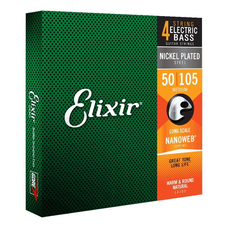 Elixir NANOWEB Coated Nickel Plated Steel Bass String Set Long Scale - 4-String 50-105 Medium 14102
