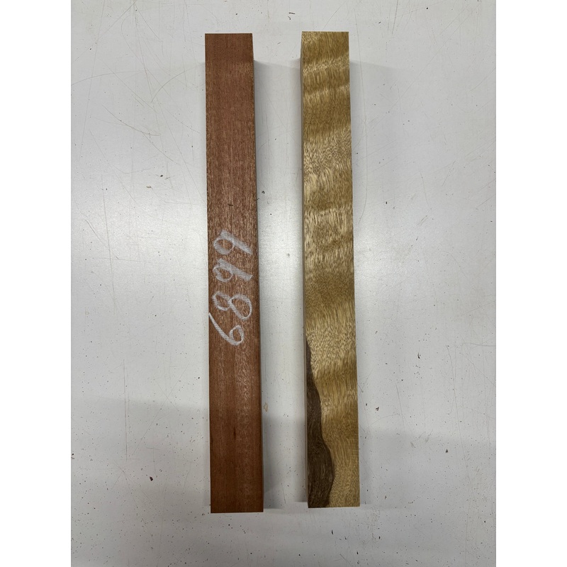 2 Pack, 2 Species African Mahogany + White Limba Thin Stock Lumber 18"x1-7/8"x1-3/4"#6899