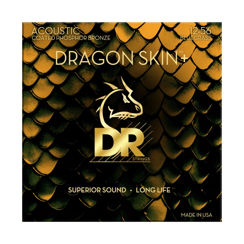 DR DRAGON SKIN+ Accurate Core Coated Phosphor Bronze Acoustic Guitar String Set - 12-56 Bluegrass DAP-12/56