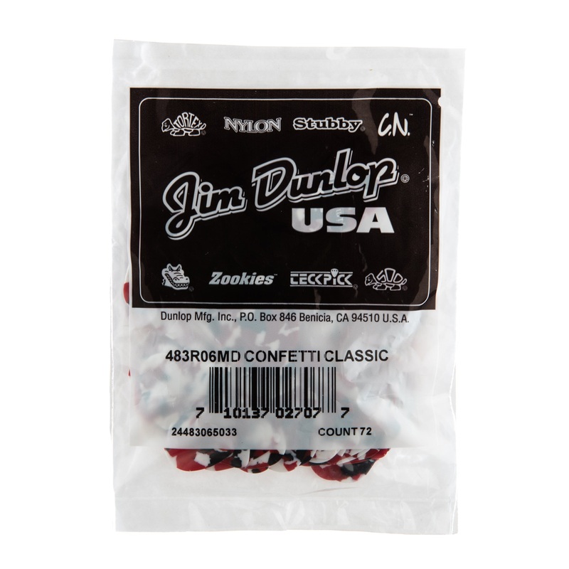 DUNLOP CELLULOID CONFETTI GUITAR PICK REFILL BAG 72-PACK MEDIUM - 483R06MD