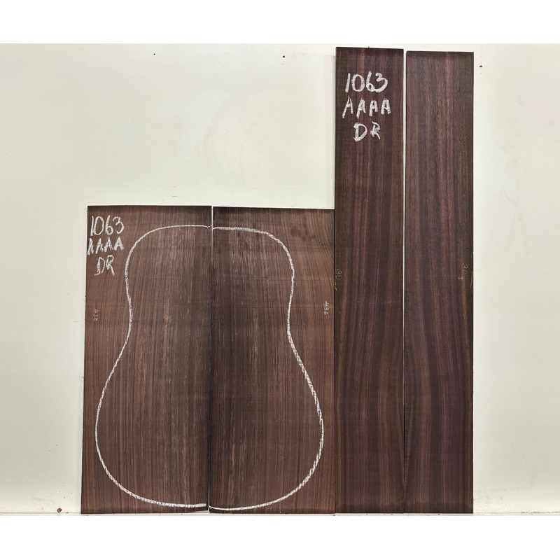 East Indian Rosewood Dreadnought AAAA Grade Guitar Back & Side Set #1063