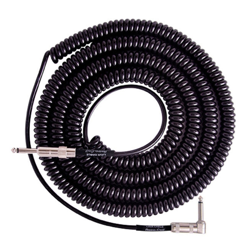 Lava Cable Retro Coil 20 Ft Straight to Right Angle Coiled Cable - Black