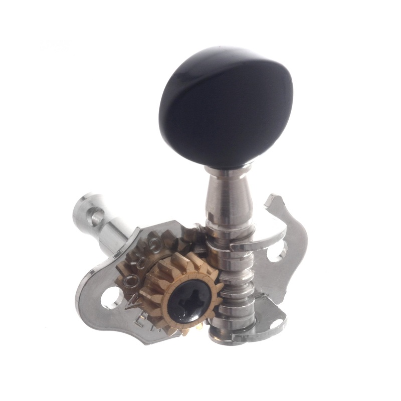 Grover Sta-Tite Geared Ukulele Tuners, Nickel Finish with Black Buttons