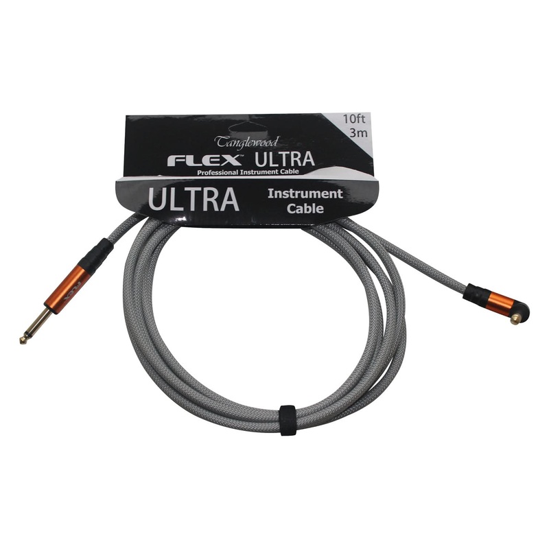 Tanglewood Ultra 3m Guitar Cable Plastic Braided Angled Green
