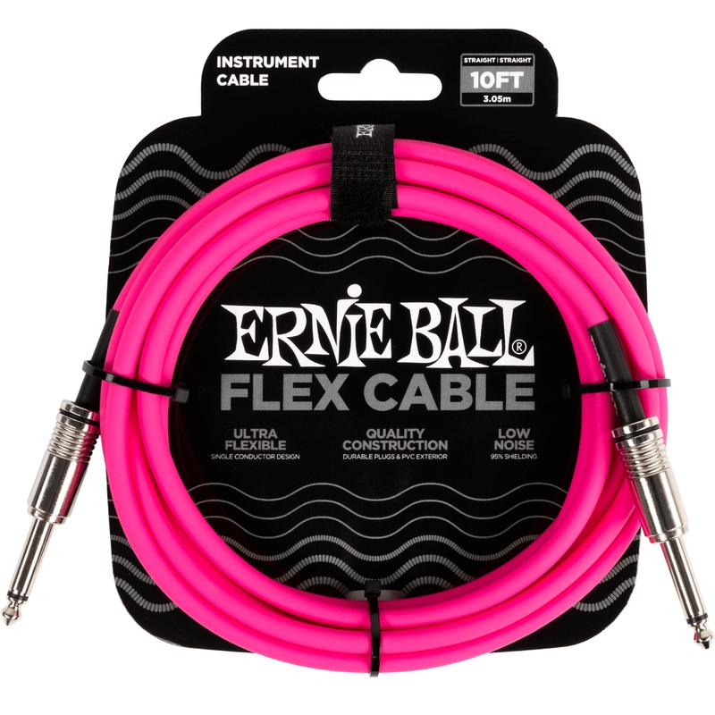 Ernie Ball P06413 10' Instrument Cable, Straight/Straight, Pink