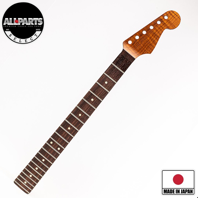Allparts Select "Licensed by Fender" AAA+ Roasted Flame Maple "VIN-MOD" Replacement Neck for Stratocaster - Thin Poly Finish - 12" Radius Rosewood Fretboard - Floyd Nut Slot
