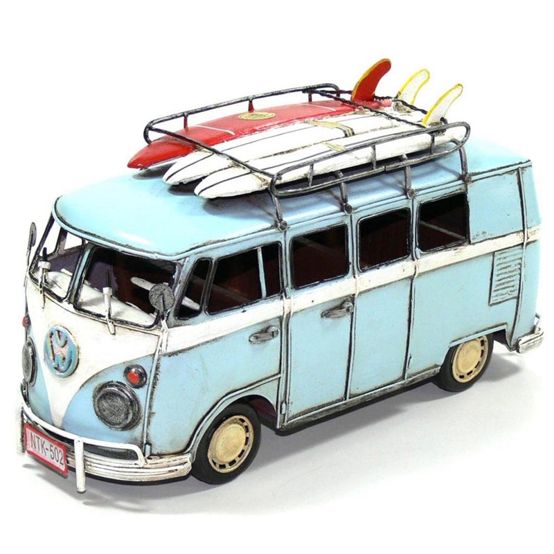 Boyle Metal Ornament Home Decor Collectible Kombi Van 32x12.5x17cm (Blue)