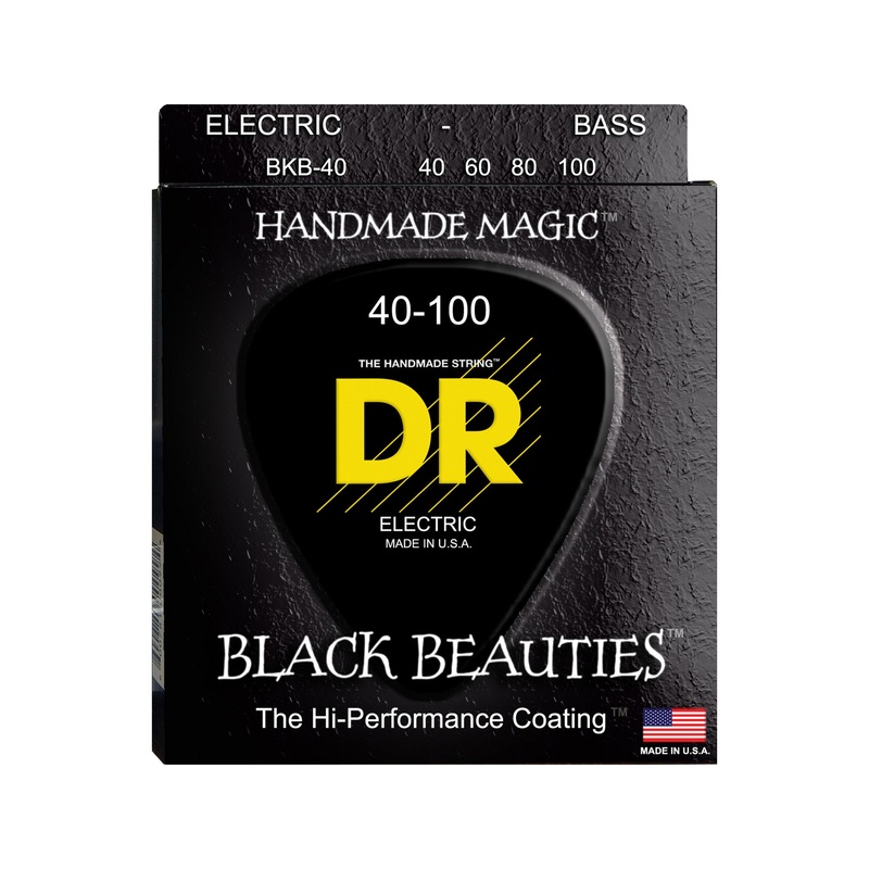 DR Strings BKB-40 Black Beauties Coated Steel 4-String Bass Guitar Strings, Light, 40-100