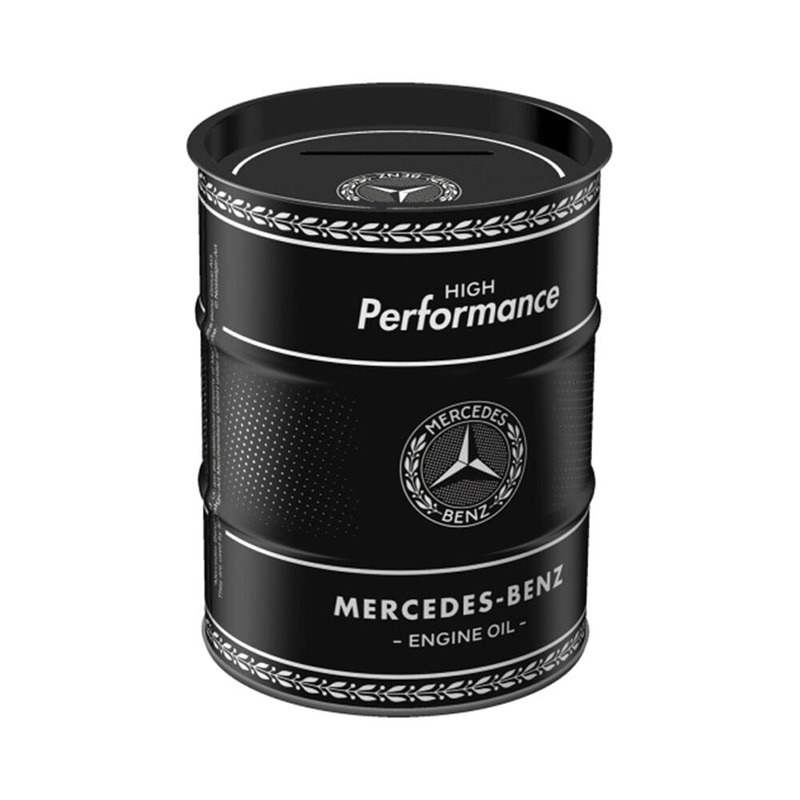 Nostalgic-Art Money Box Oil Barrel Mercedes Benz Engine 9.3x9.3x11.5cm