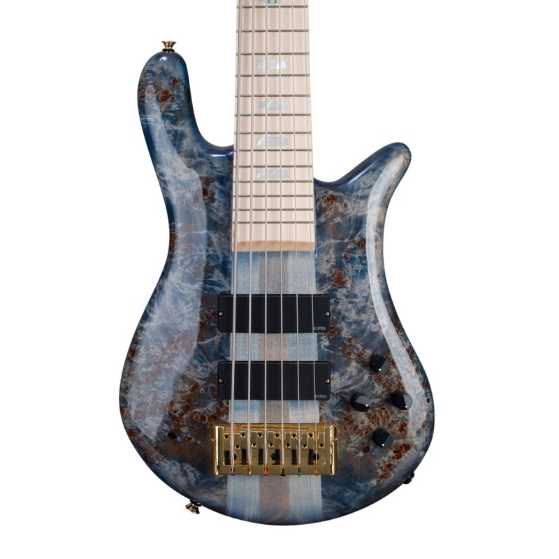 CHUCKSCLUSIVE Spector Euro 6 LT Poplar Burl Bass Guitar - Faded Light Blue