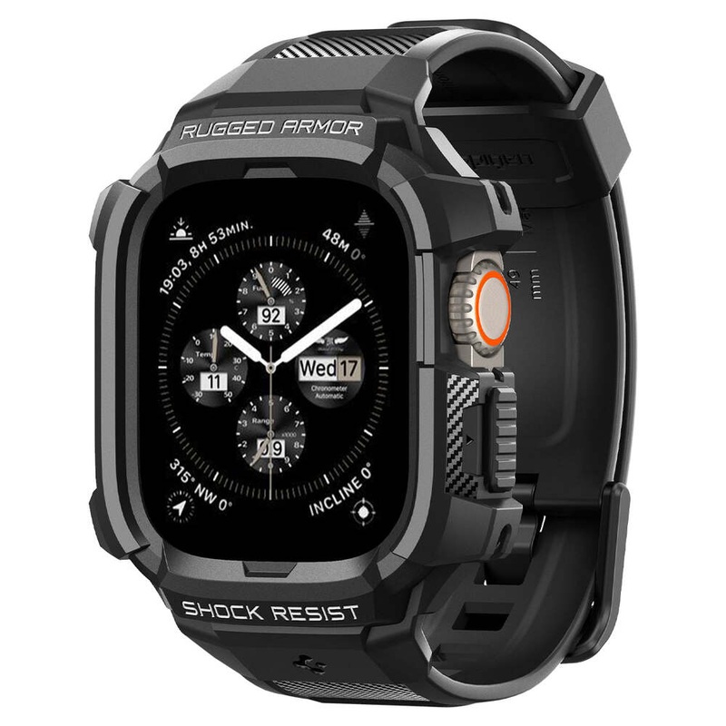 Spigen Apple Watch 49mm Rugged Armor Pro Case (Black)