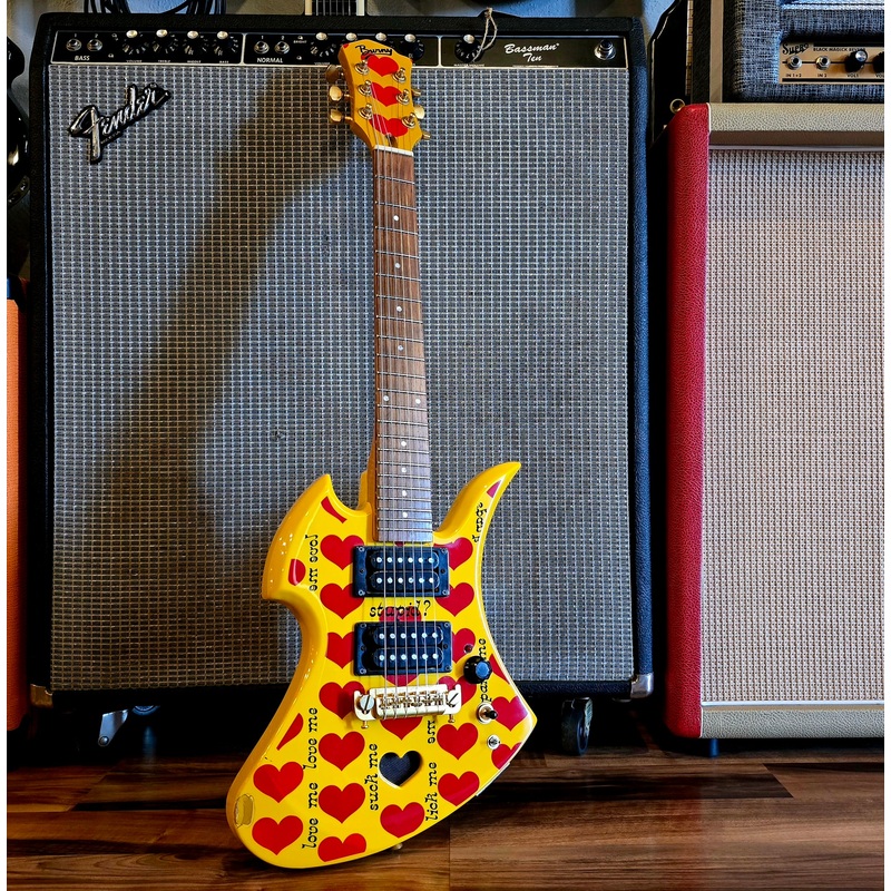 2006 Fernandes Burny YH-JR - Hide Signature Model - Yellow Heart Junior - Built-in-Amp - w/ Gig Bag
