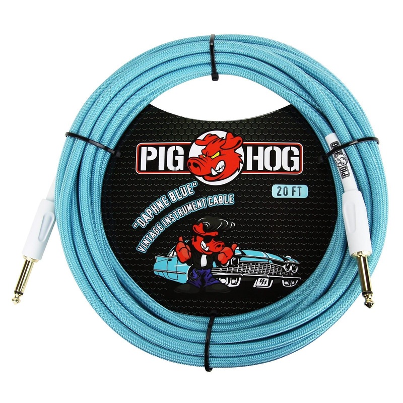Pig Hog PCH20DB 20' Daphne Blue Instrument Cable Guitar Bass