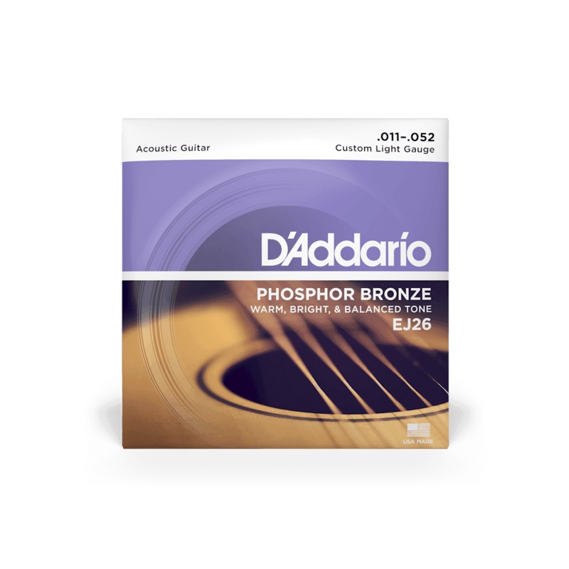 D'Addario EJ26 Phosphor Bronze Custom Light Acoustic Guitar Strings .011-.052