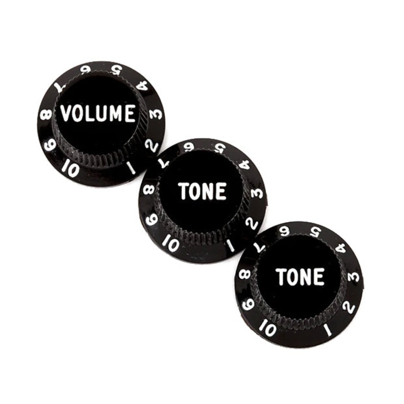 Fender 099-1365-000 Strat Knobs 1V/2T, Black