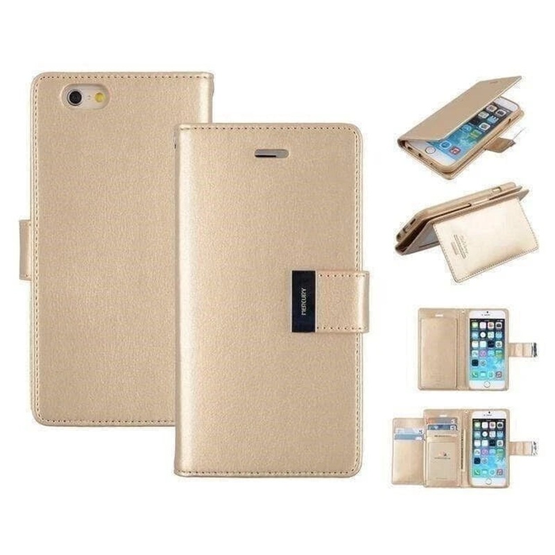 Goospery Rich Diary case for iPhone 15 Plus - Gold