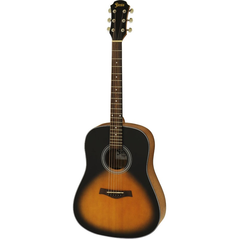 Aria Fiesta Series Dreadnought Acoustic Guitar in Tobacco Sunburst Matte Finish The Perfect Choice for Beginners!
