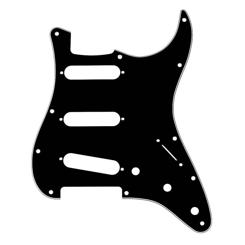 Fender 099-1359-000 Strat Pickguard 11 Hole, Black 3 ply SSS