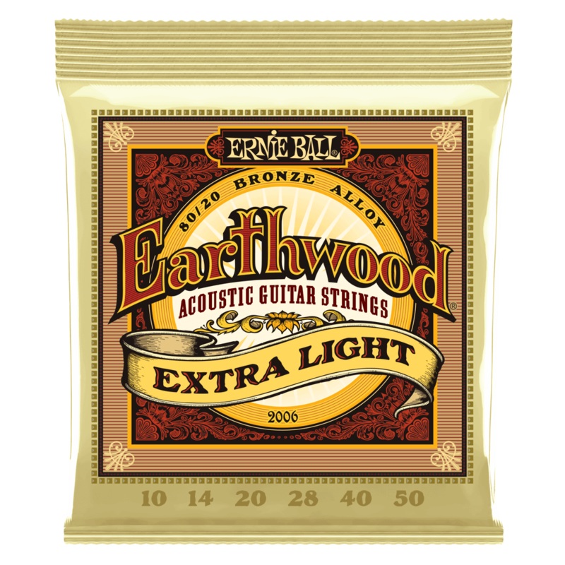 ERNIE BALL 2006 EARTHWOOD EXTRA LIGHT 80/20 BRONZE ACOUSTIC GUITAR STRINGS - 10-50 GAUGE