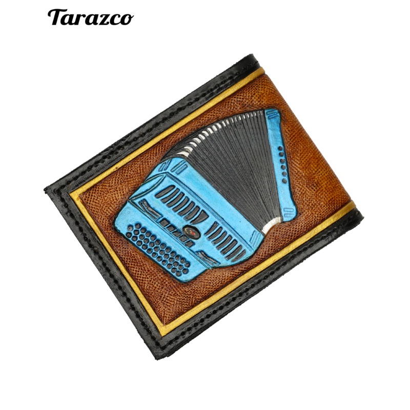 Tarazco Blue Accordion Hand-Tooled Leather Musician Wallet