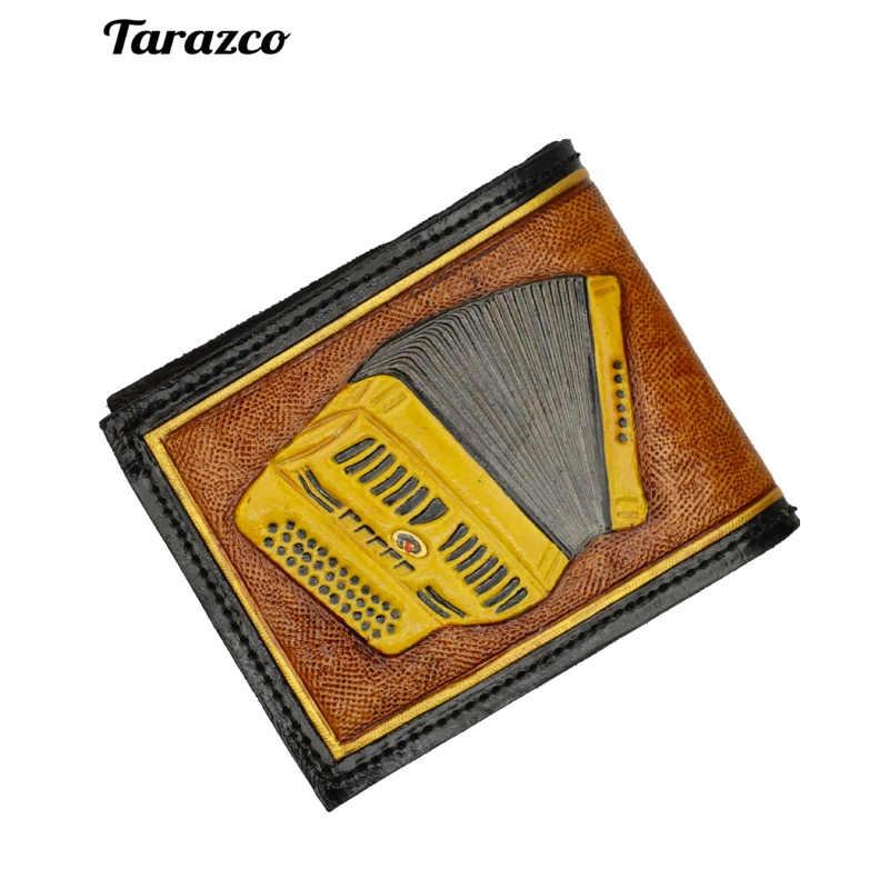 Tarazco Yellow Accordion Hand-Tooled Leather Musician Wallet