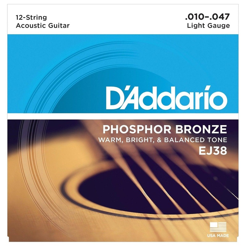 D'Addario EJ38 Phospher Bronze Light 12-String Acoustic Guitar Strings 10-47