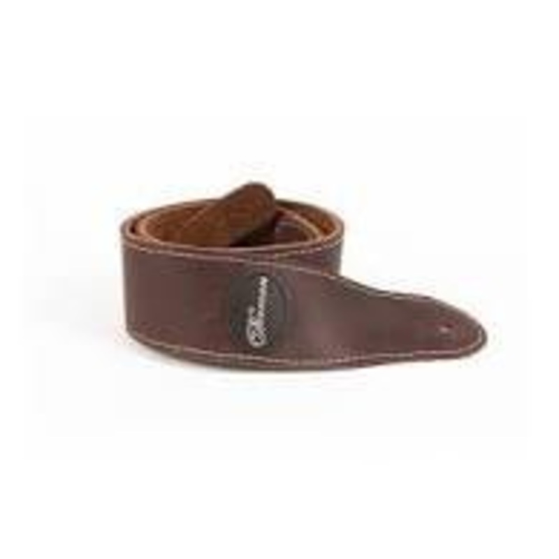 Norman Guitar Strap Mat Brown Leather w/Patch Logo 037117