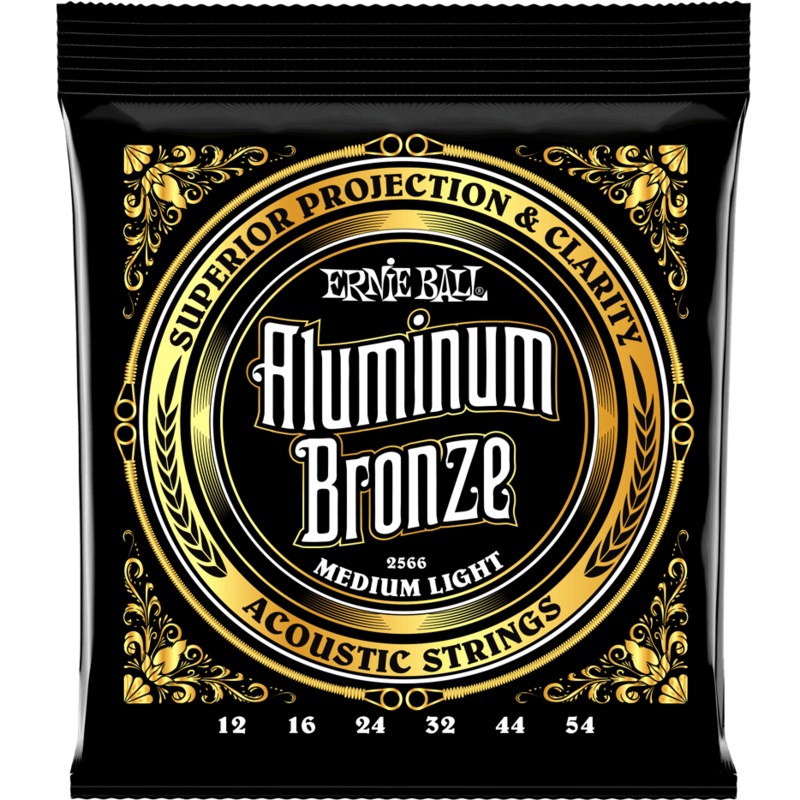 Ernie Ball P02566 Aluminum Bronze Acoustic Guitar Strings, Medium-Light 12-54