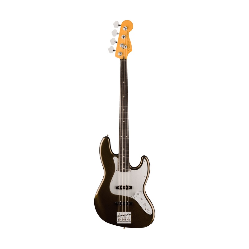 Fender American Ultra II Jazz Bass Guitar, Ebony FB, Texas Tea