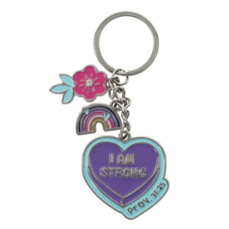 Keyring -I Am Strong Metal with Charm