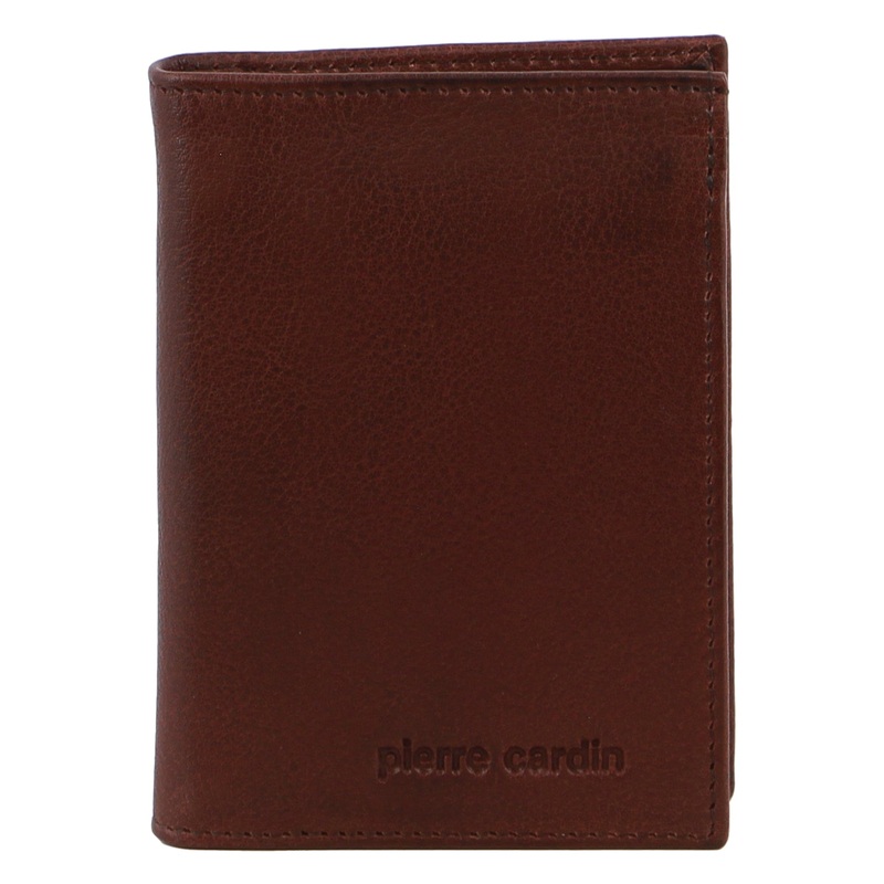Pierre Cardin Men's Rustic Leather Bi-Fold Flap Protected RFID Wallet Brown