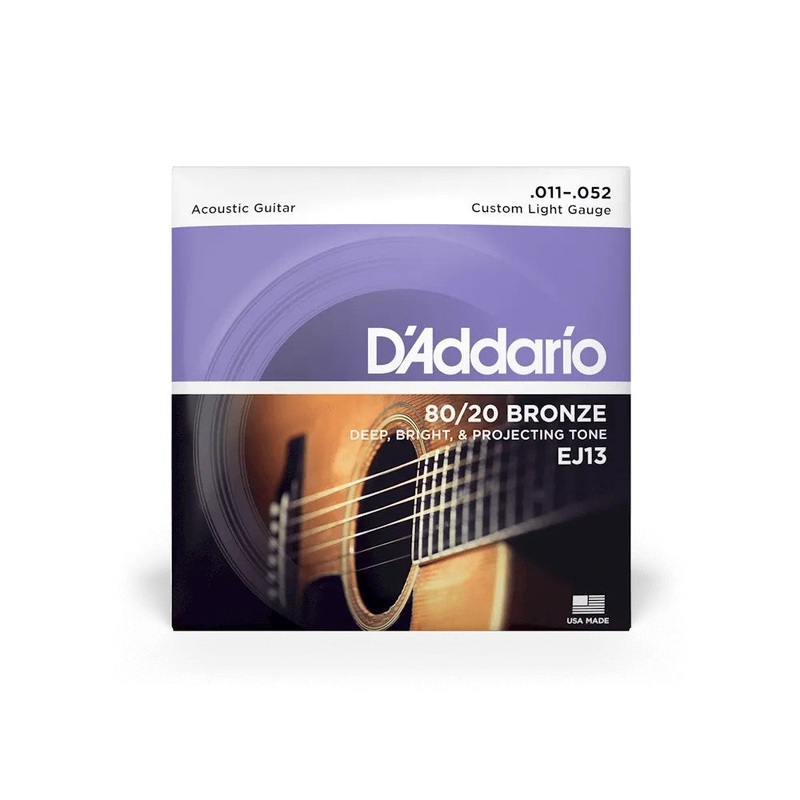 D'Addario EJ13 80/20 Bronze Acoustic Guitar Strings 11-52 Custom Light