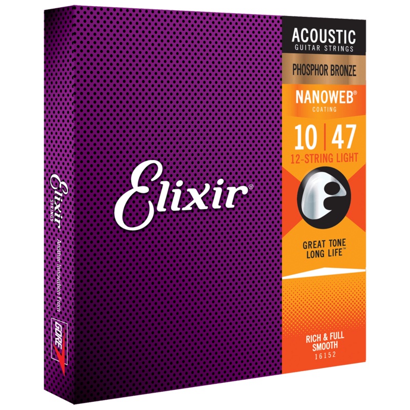 Elixir NANOWEB Phosphor Bronze Acoustic 12-String 16152 Light .010-.047