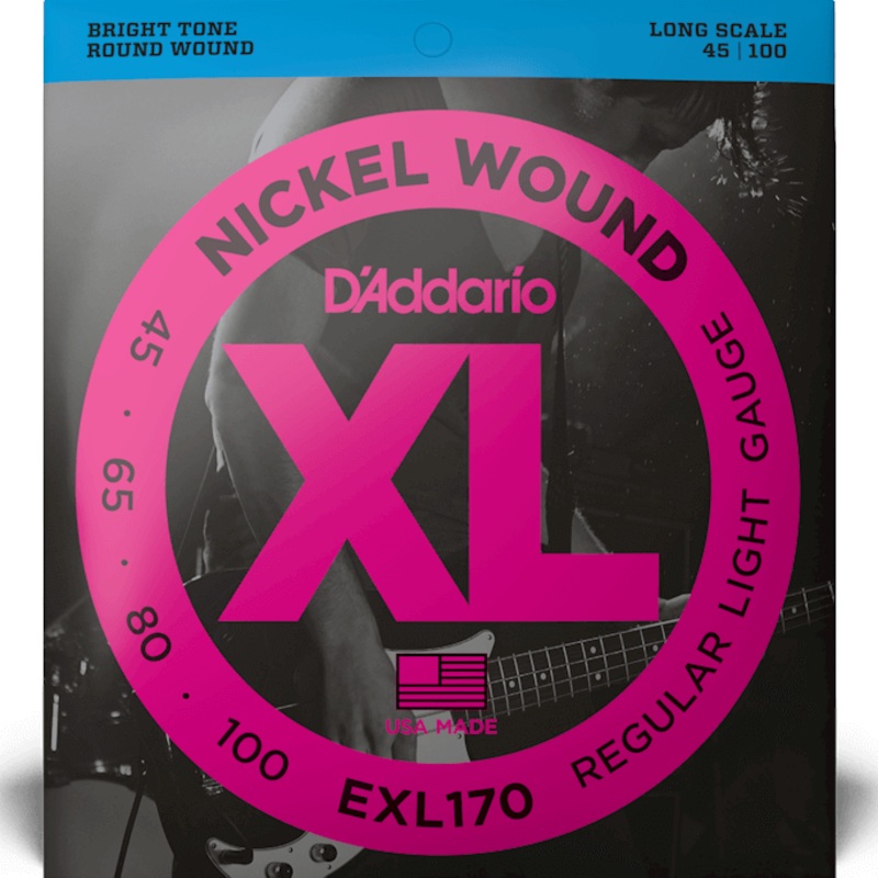 D'Addario EXL170 Nickel Wound Bass Guitar Strings, Light, 45-100, Long Scale