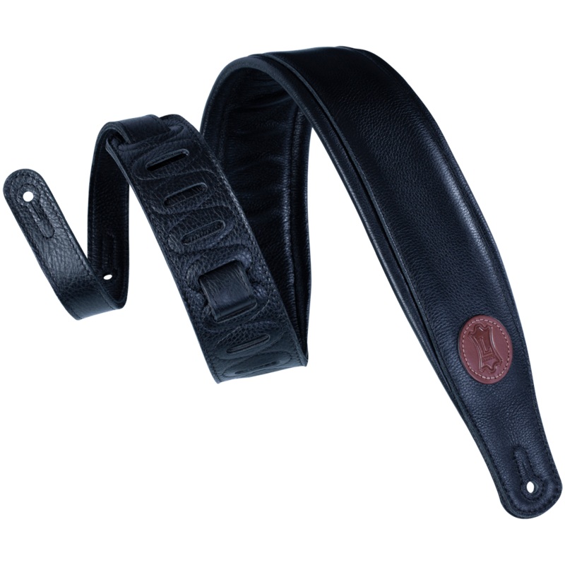 Levy's MSS2-BLK 3" Solid Black Garment Leather Guitar Strap
