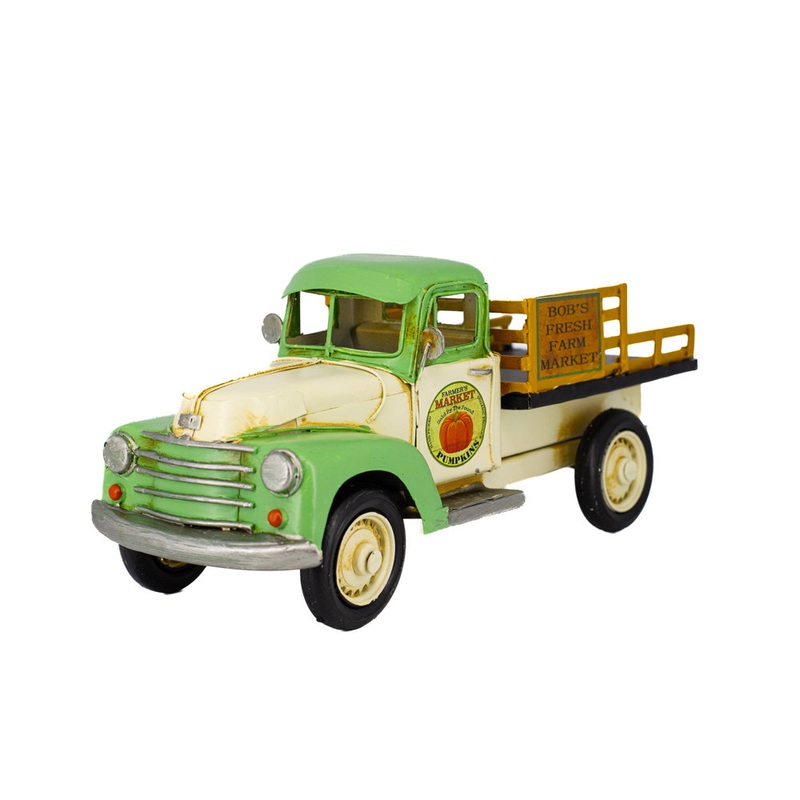Boyle Metal Display Farm Truck Handmade Ornament Home Decor 29cm (Green/White)