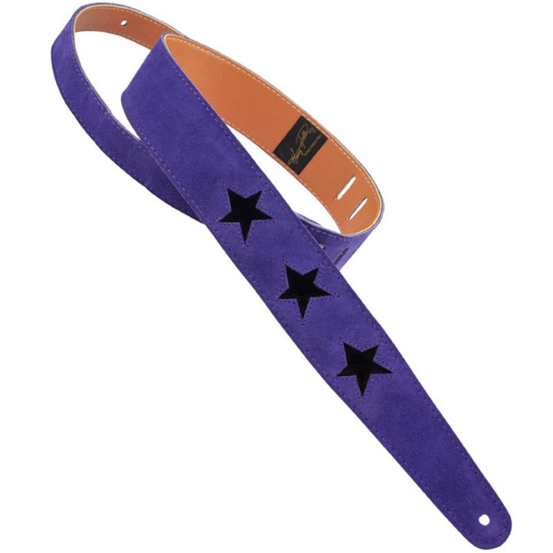 Henry Heller HPST-PB 2" Suede Strap, Purple w/ Black Stars