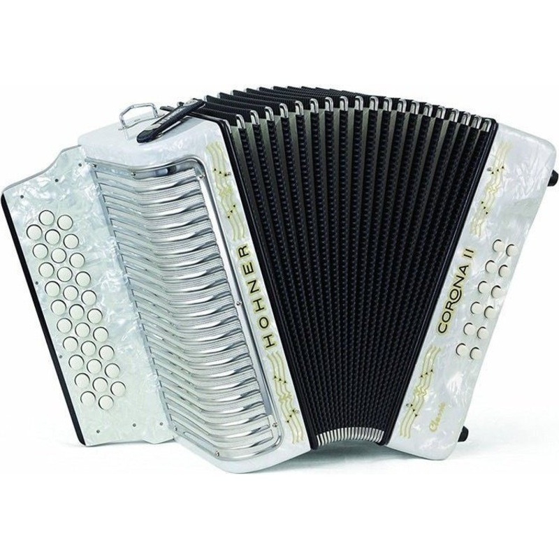 Hohner Button Accordion Corona II Classic FBE Pearl White