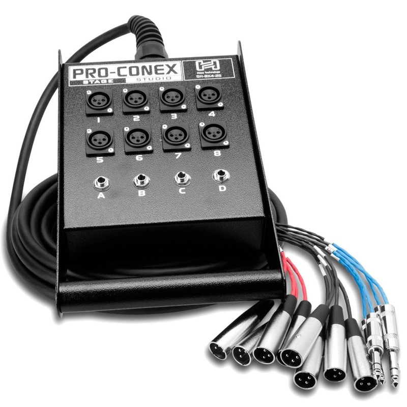Hosa SH-8X4-50 Pro-Conex Stage Box Snake 8 x XLR Sends and 4 x 1/4 in TRS Returns 50 ft