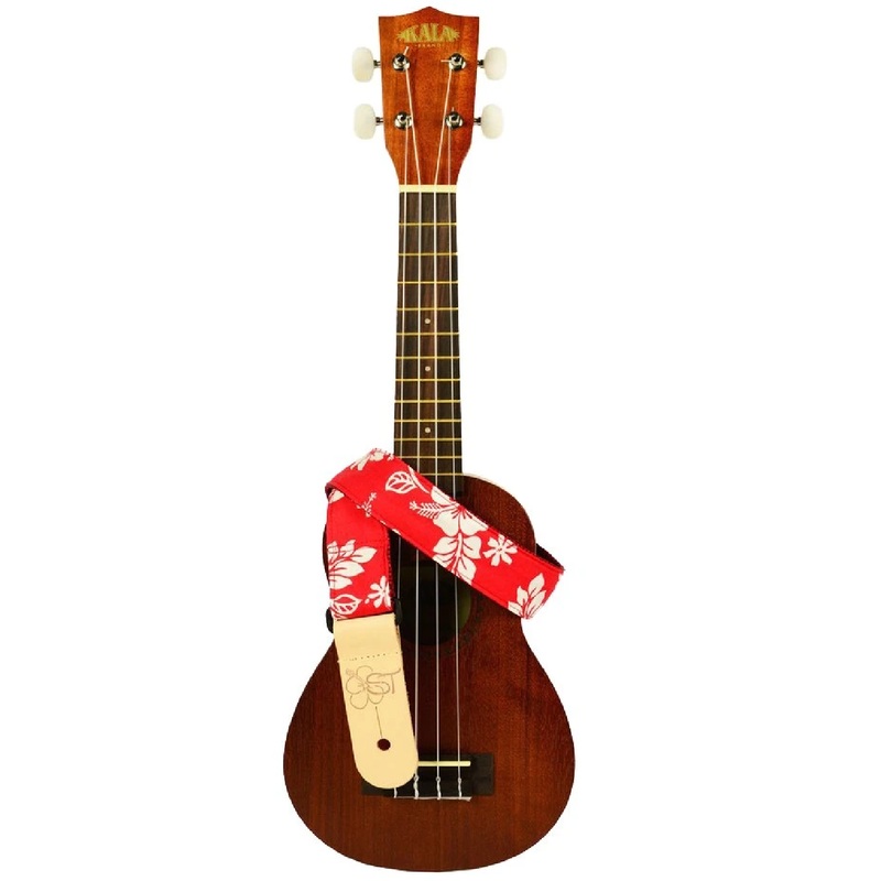 Kala STP-REDHIBISCUS Hand Made Ukulele Strap - Red Hibiscus