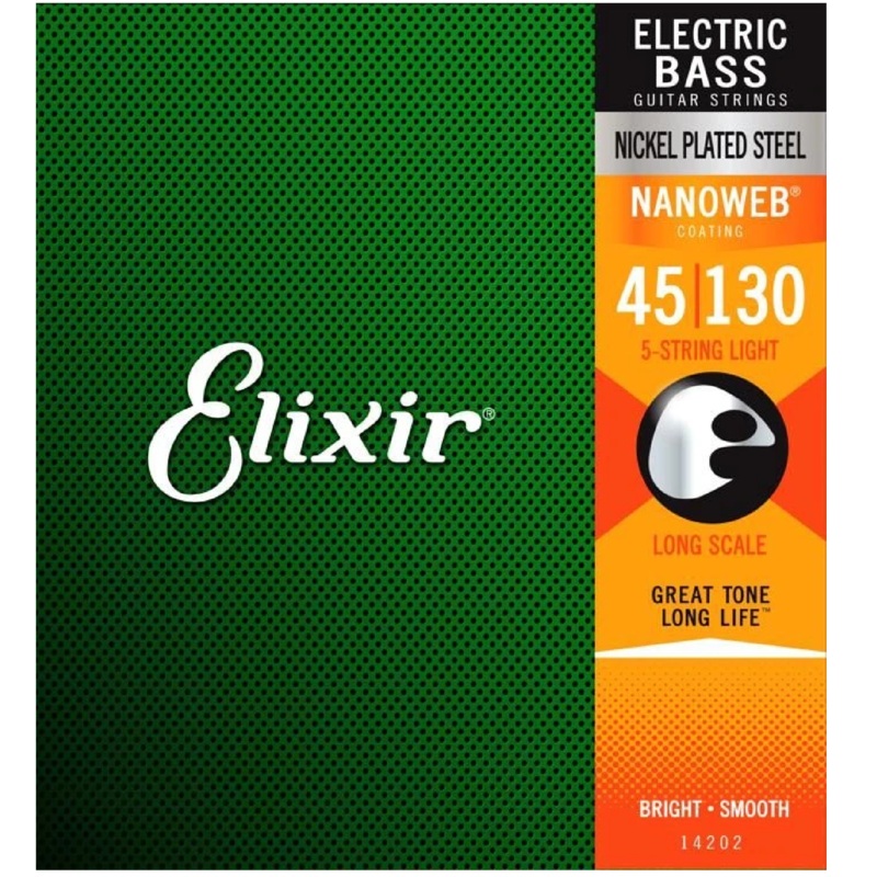 Elixir 14202 NANOWEB Electric Bass Guitar Strings 45-130 (5-string set)
