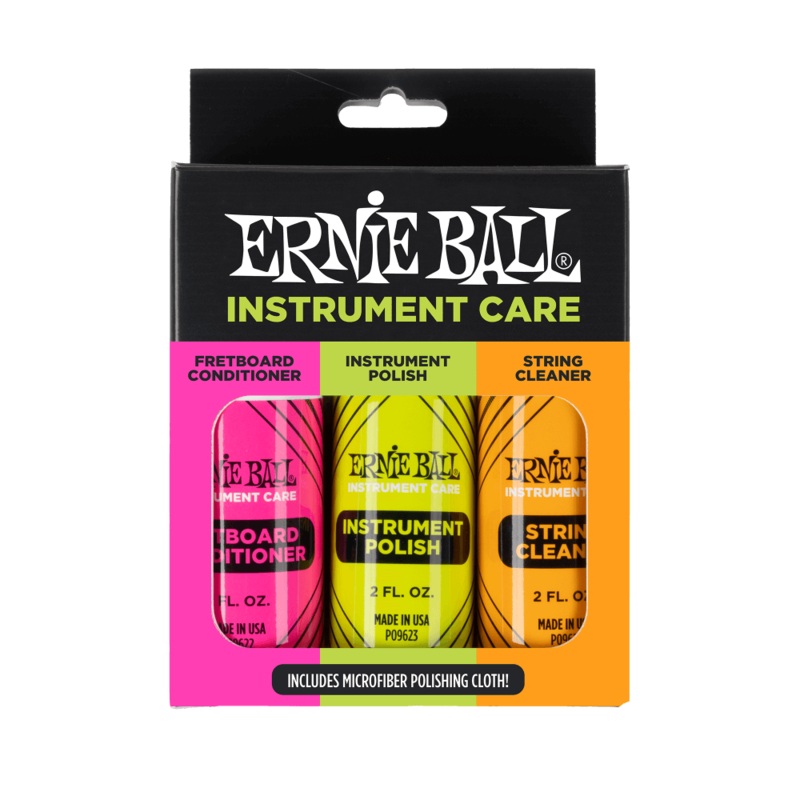 Ernie Ball P04225 Instrument Care 3-Pack with Microfiber Polish Cloth