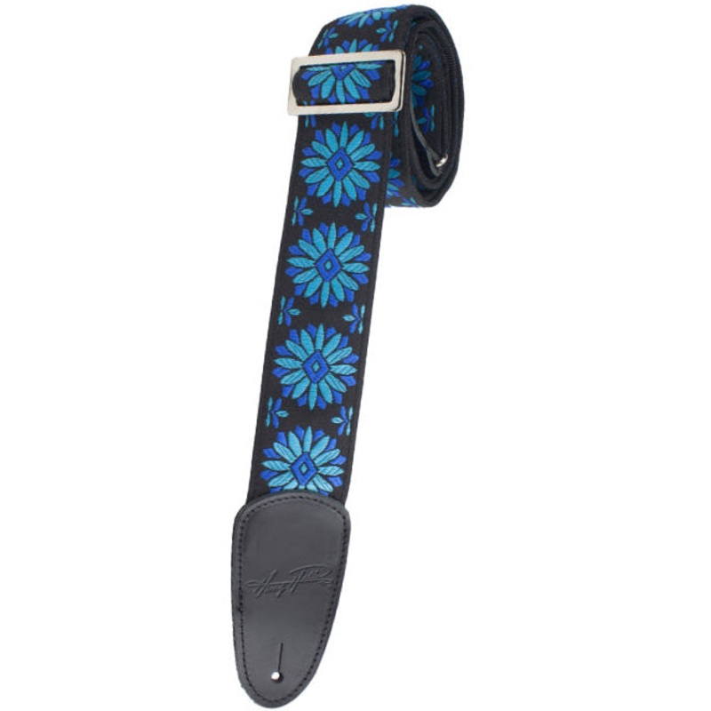 Henry Heller HJQ2DX-10 2" Jacquard Deluxe Strap, Blue Flowers