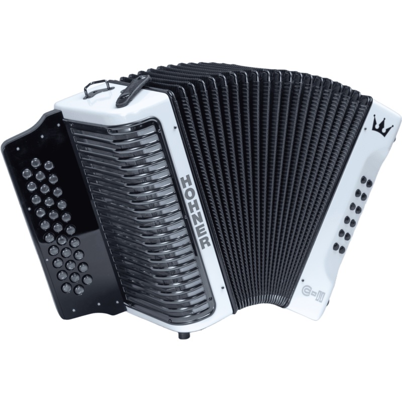 Hohner Corona C-II GCF Diatonic Accordion White Rainbow