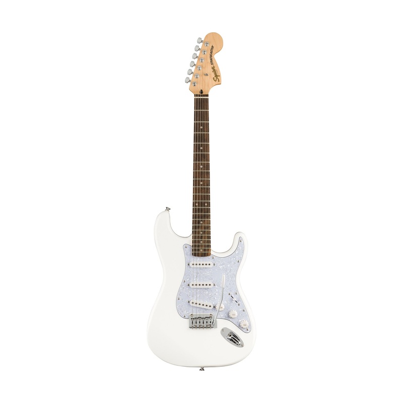 Squier FSR Affinity Series Stratocaster Guitar w/White Pearloid Pickguard, Laurel FB, Arctic White