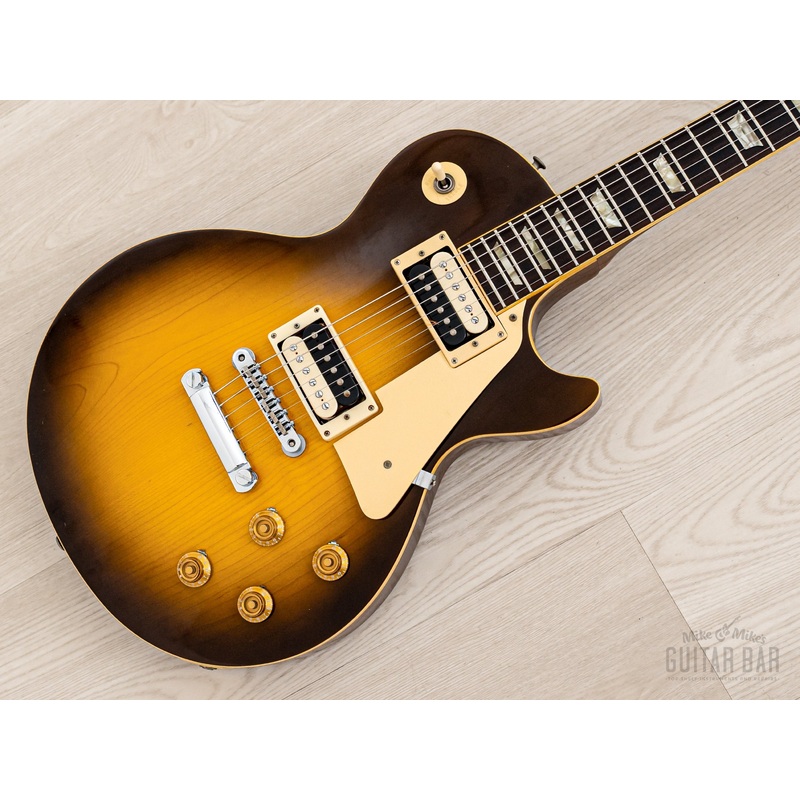 1977 Burny FLG-70 Les Paul Standard Vintage Guitar Tobacco Sunburst w/ Zebra Bobbins & Case, Japan Fernandes