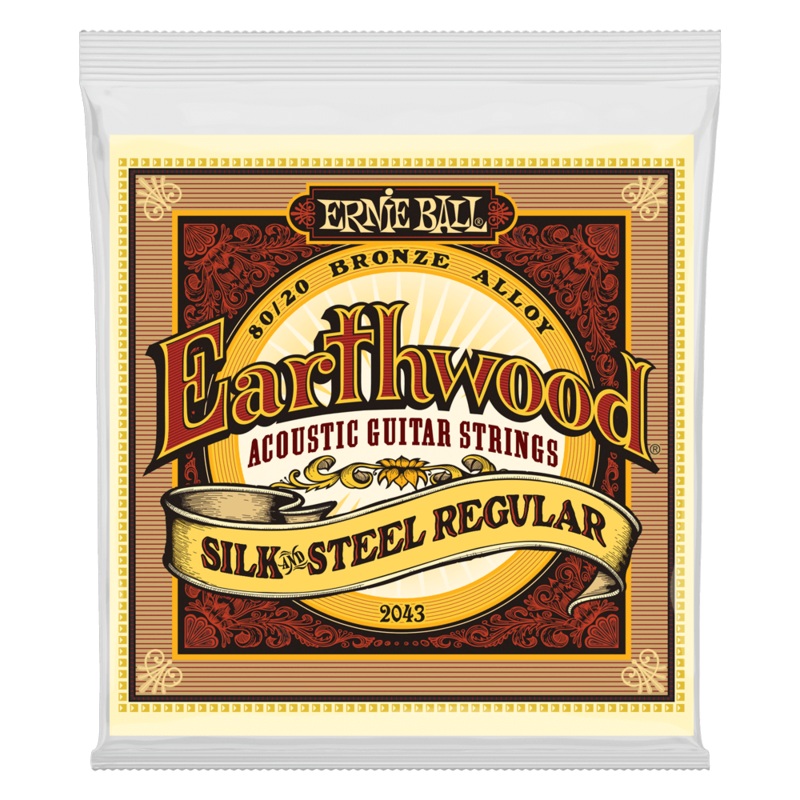 Ernie Ball Regular Earthwood 80/20 Bronze Silk & Steel Acoustic Guitar Strings 13-56 Gauge P02043
