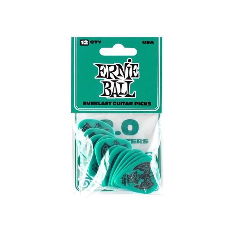Ernie Ball Everlast Guitar Picks 2.0mm Teal - 12-Pack